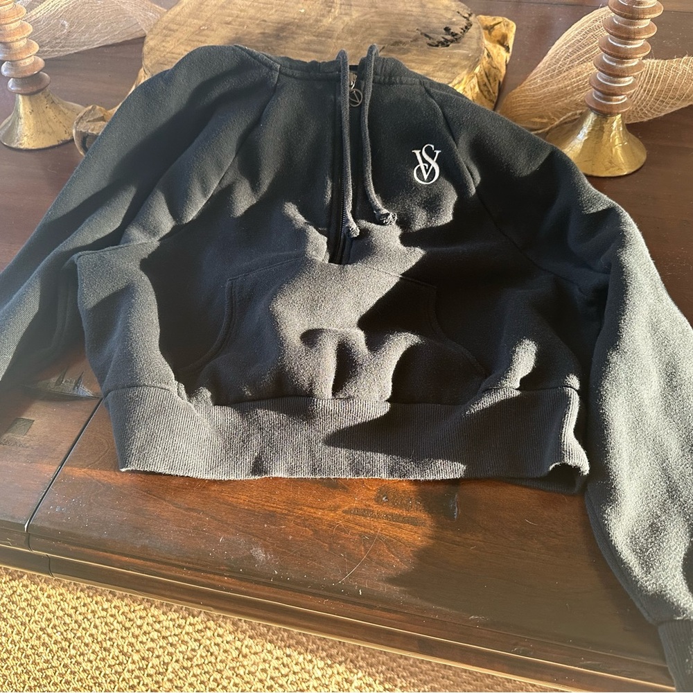 Victoria Secret cropped hoodie black sweater